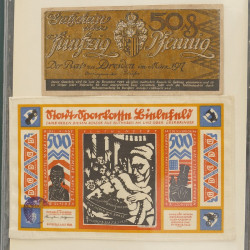 Lot de 50 billets de banque locales allemandes en un album.