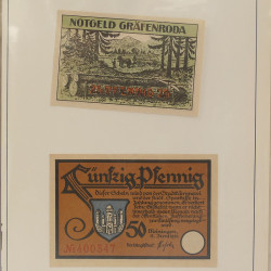 Lot de 50 billets de banque locales allemandes en un album.