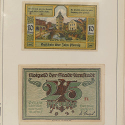 Lot de 50 billets de banque locales allemandes en un album.