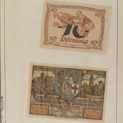 Lot de 50 billets de banque locales allemandes en un album.