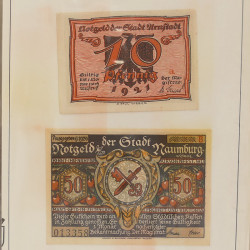 Lot de 50 billets de banque locales allemandes en un album.