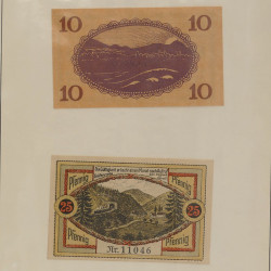 Lot de 50 billets de banque locales allemandes en un album.