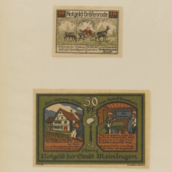 Lot de 50 billets de banque locales allemandes en un album.