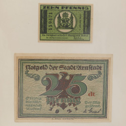 Lot de 50 billets de banque locales allemandes en un album.