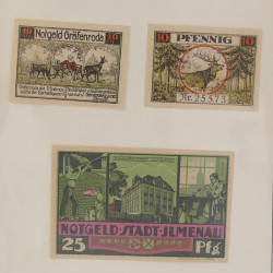 Lot de 50 billets de banque locales allemandes en un album.