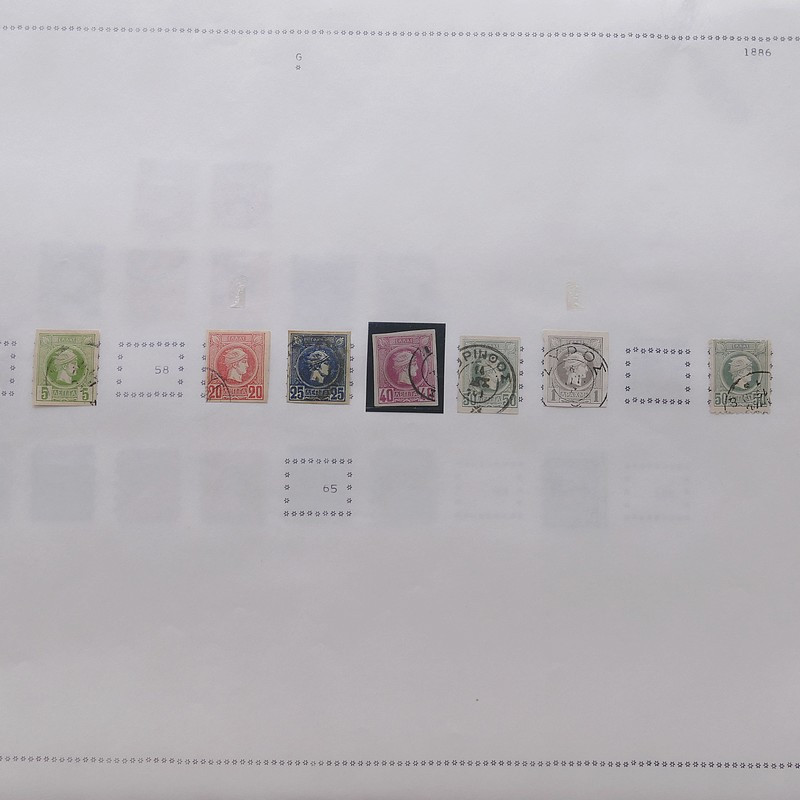 Lot massif de timbres de Grèce 1886-2001 oblitérés sur feuilles.