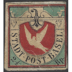 Bâle poste locale timbre de Suisse N°8 neuf réparé, RR.