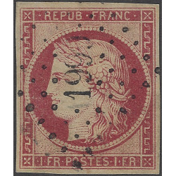 Cérès timbre de France N°6A rouge brun oblitéré, R.