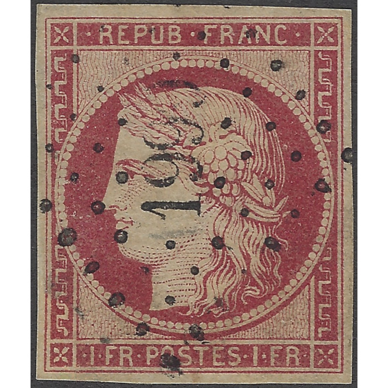 Cérès timbre de France N°6A rouge brun oblitéré, R.