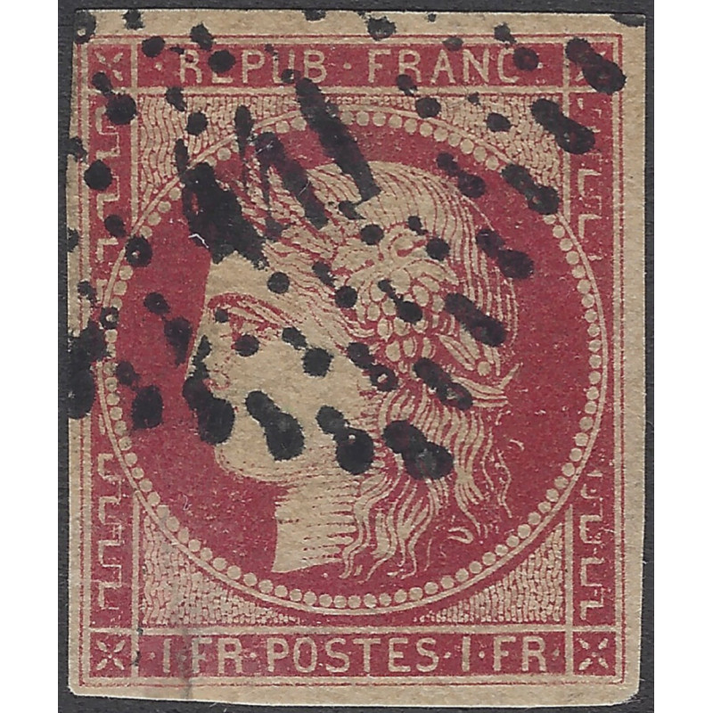Cérès timbre de France N°6b carmin foncé oblitéré.