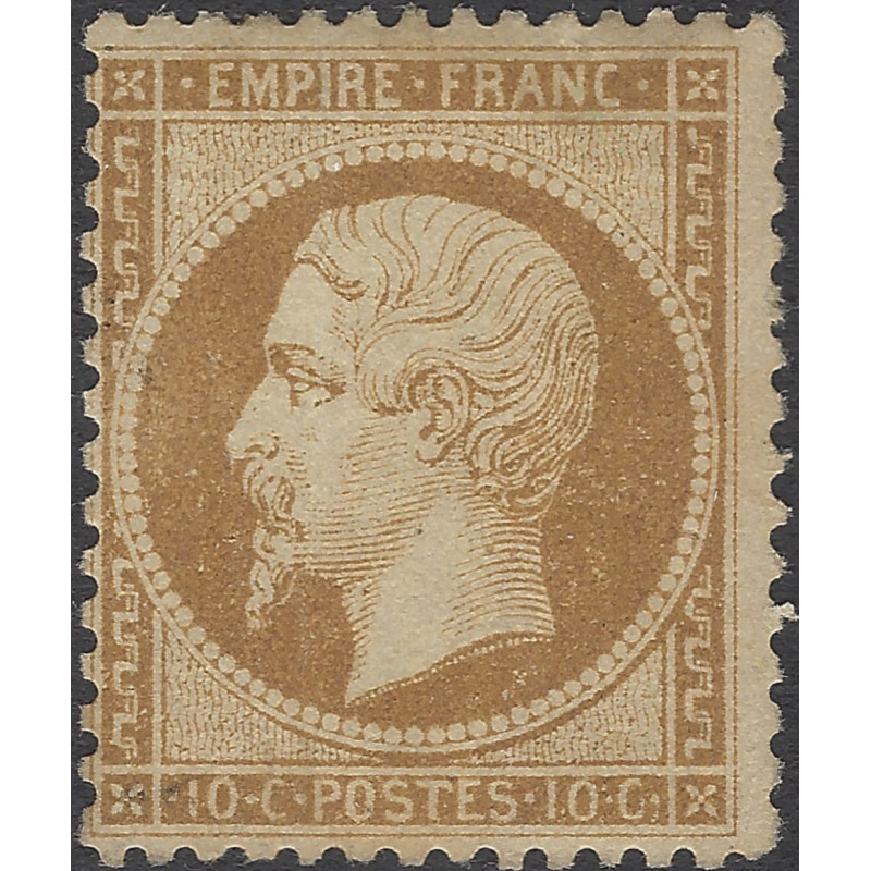 Empire dentelé timbre de France N°21b bistre brun neuf*, R.
