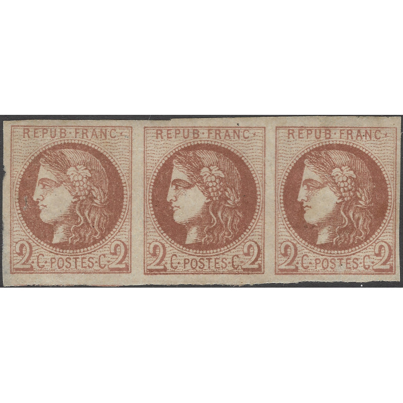 Bordeaux timbre de France N°40B bande de 3 ex. neuf (*).