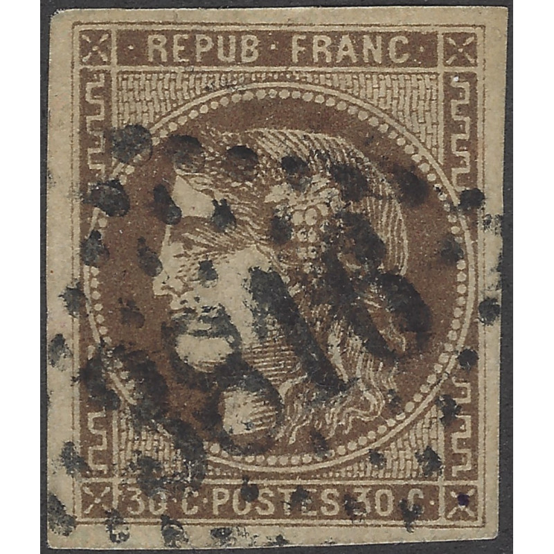 Bordeaux timbre de France N°47d brun foncé oblitéré.
