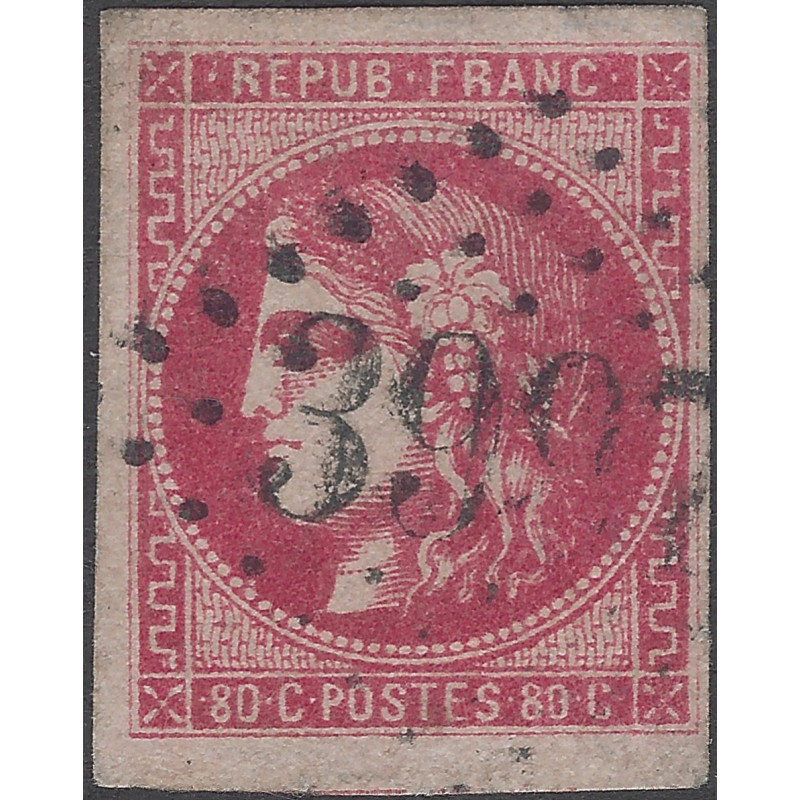 Bordeaux timbre de France N°49b rose vif oblitéré.