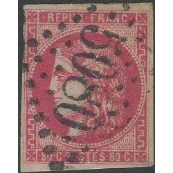 Bordeaux timbre de France N°49d groseille oblitéré.