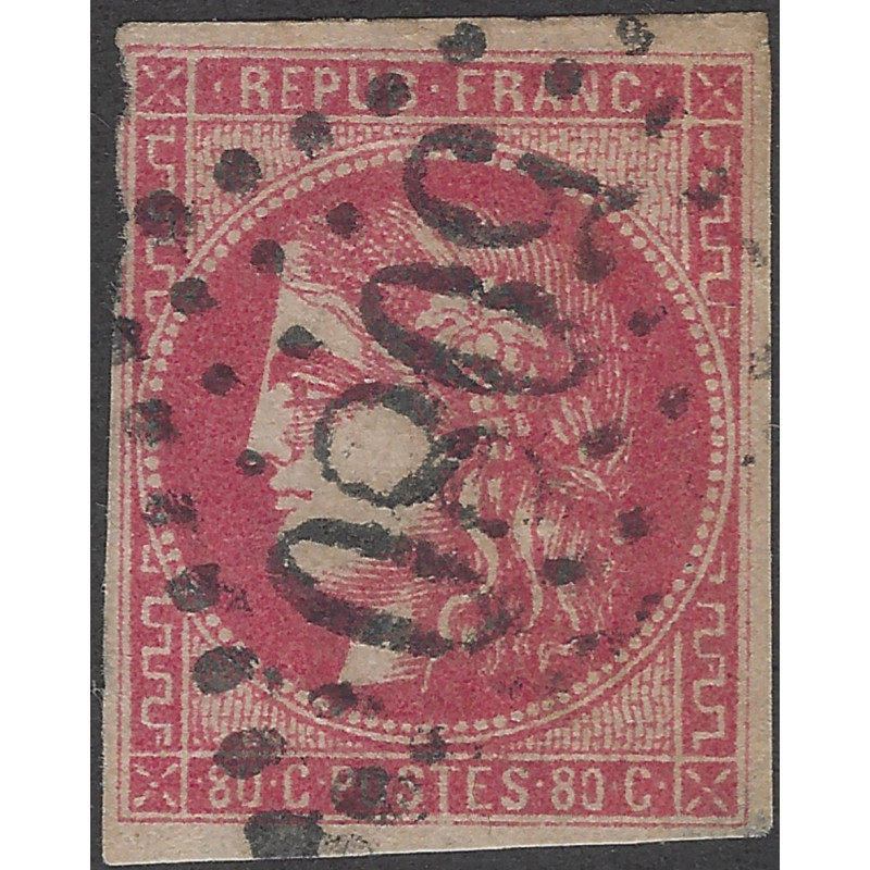 Bordeaux timbre de France N°49d groseille oblitéré.