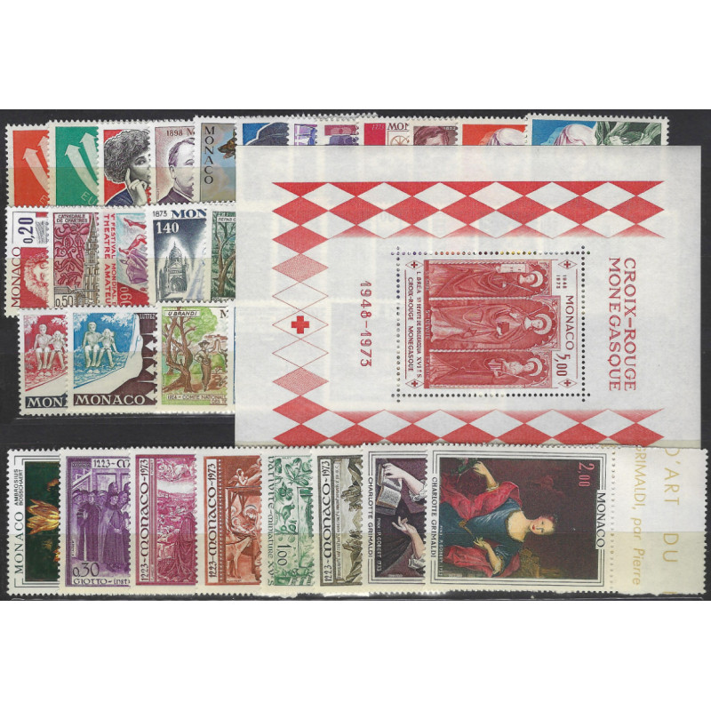 Monaco timbres d'année 1973 complète N°916-952 neuf**.