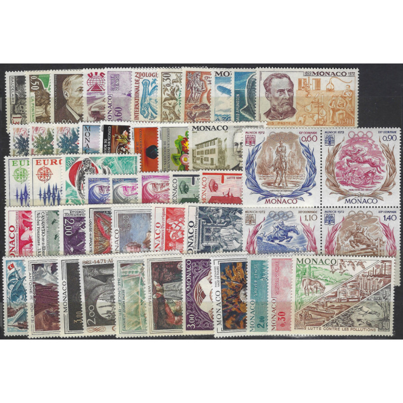 Monaco timbres d'année 1972 complète N°867-915 neuf**.