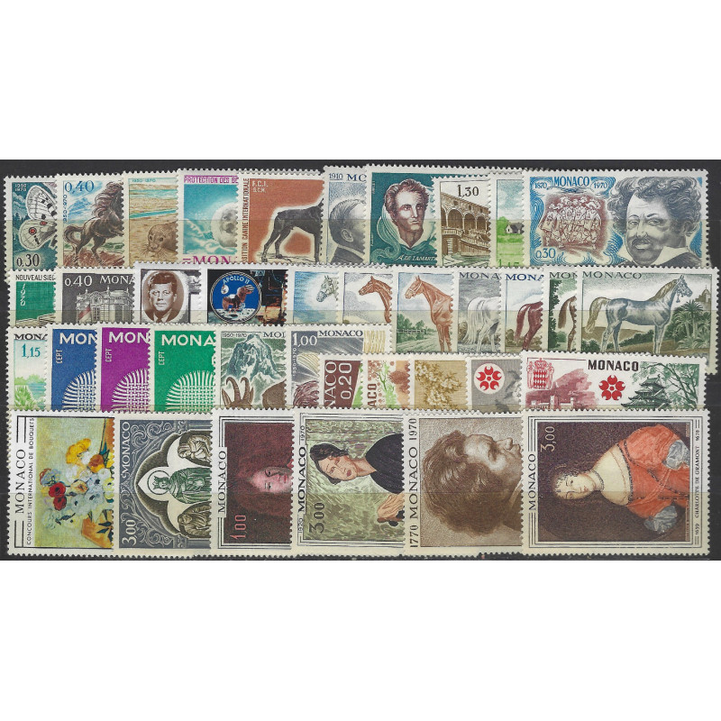 Monaco timbres d'année 1970 complète N°809-846 neuf**.