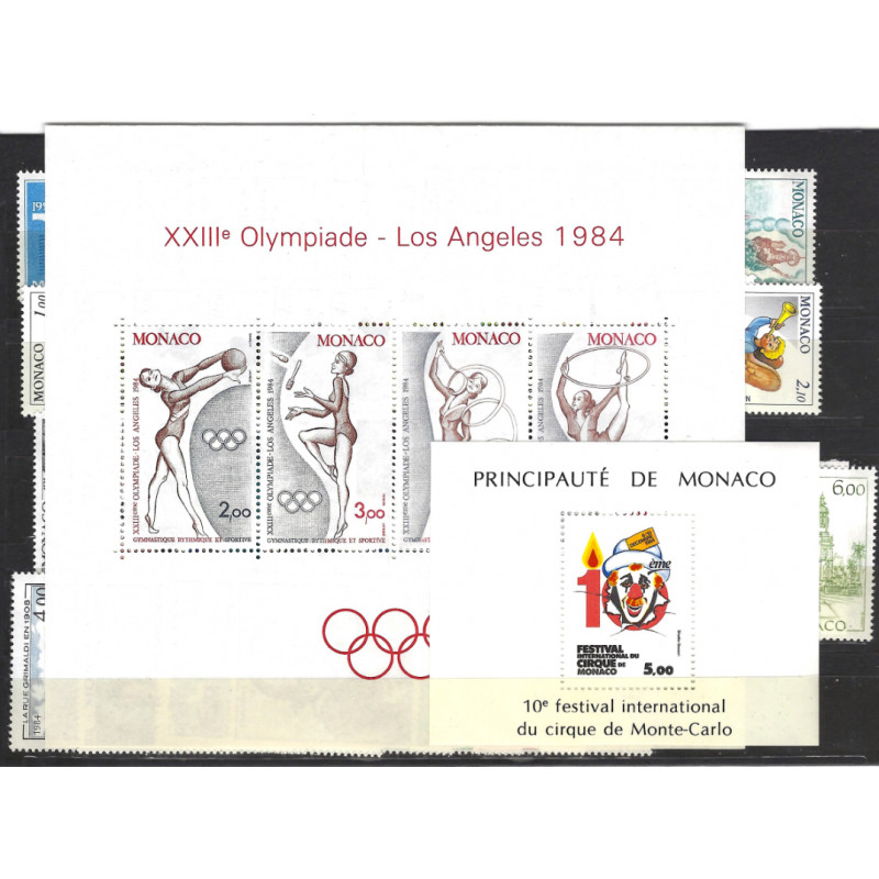 Monaco timbres d'année 1984 complète N°1404-1455 neuf**.