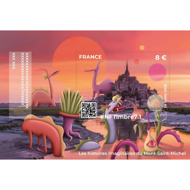 Feuillet crypto NFTimbre7.1 Mont Saint-Michel une histoire galactique.