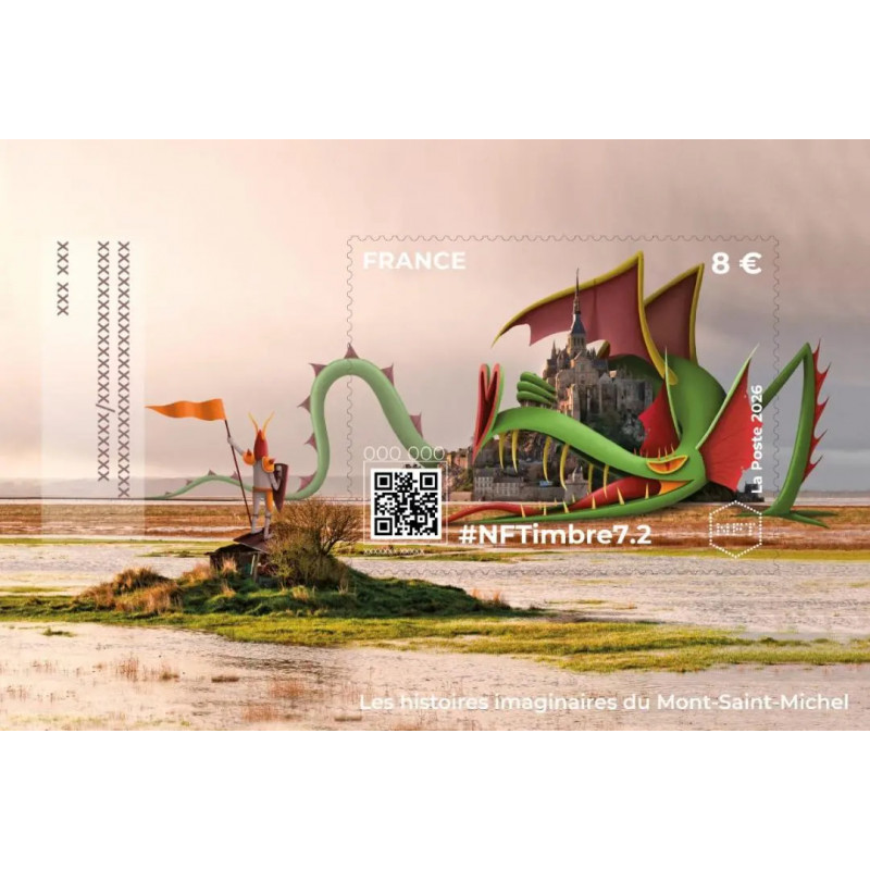 Feuillet crypto NFTimbre7.2 Mont Saint-Michel une histoire héroïque.