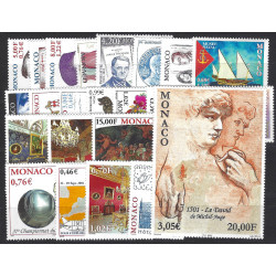 Monaco timbres d'année 2001 complète N°2295-2318 neuf**.