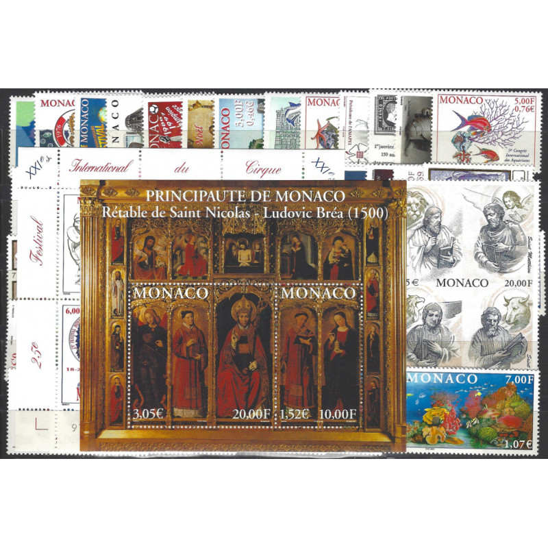 Monaco timbres d'année 2000 complète N°2230-2294 neuf**.