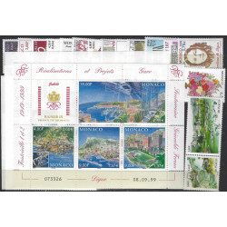 Monaco timbres d'année 1999 complète N°2186-2229 neuf**.