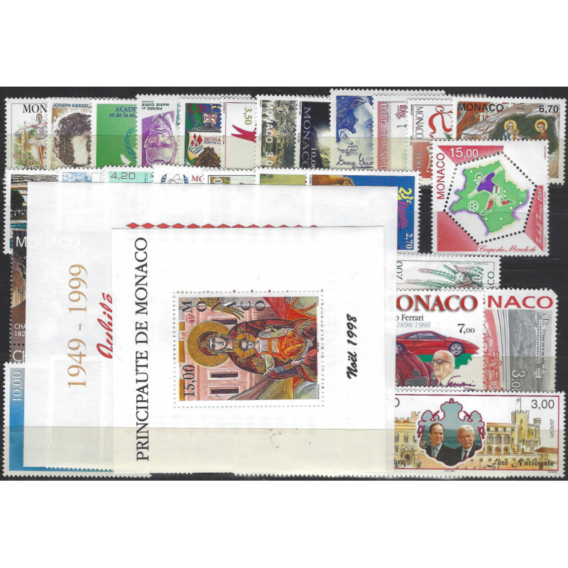 Monaco timbres d'année 1998 complète N°2146-2185 neuf**.