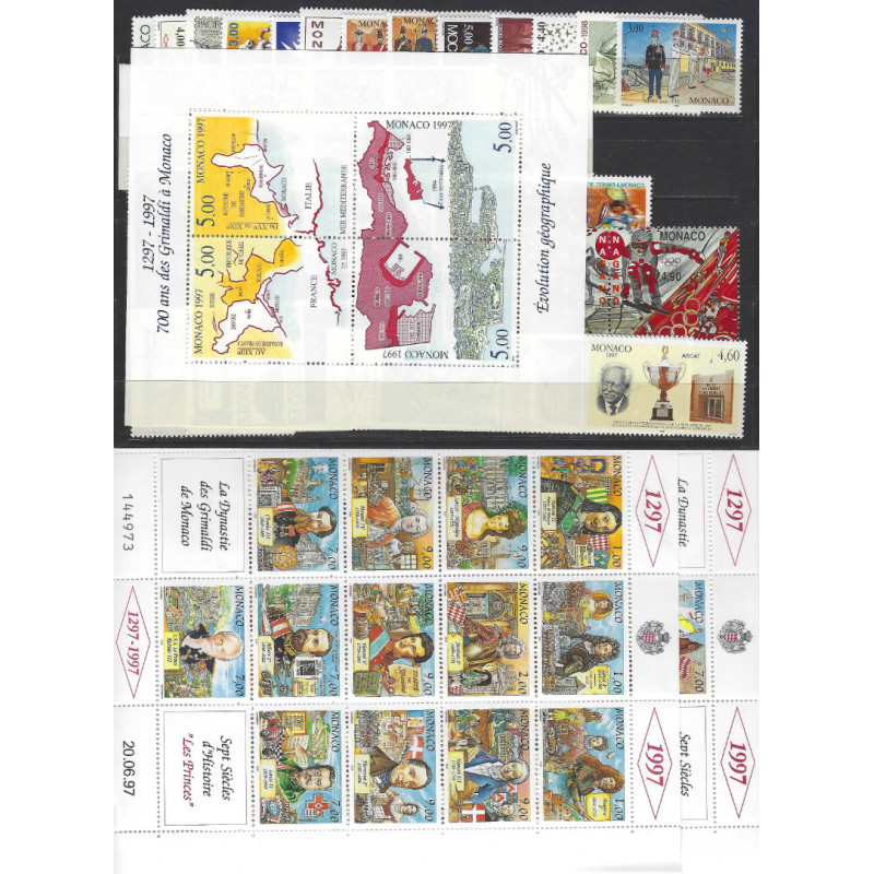 Monaco timbres d'année 1997 complète N°2086-2145 neuf**.