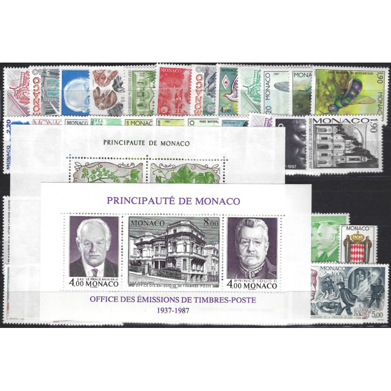 Monaco timbres d'année 1987 complète N°1562-1613 neuf**.