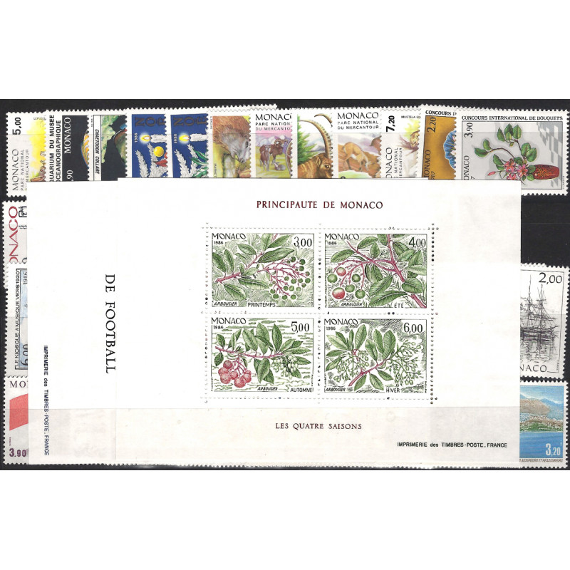 Monaco timbres d'année 1986 complète N°1510-1561 neuf**.