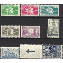 Timbres de France Libre N°1-7 et PA N°1 neuf**.