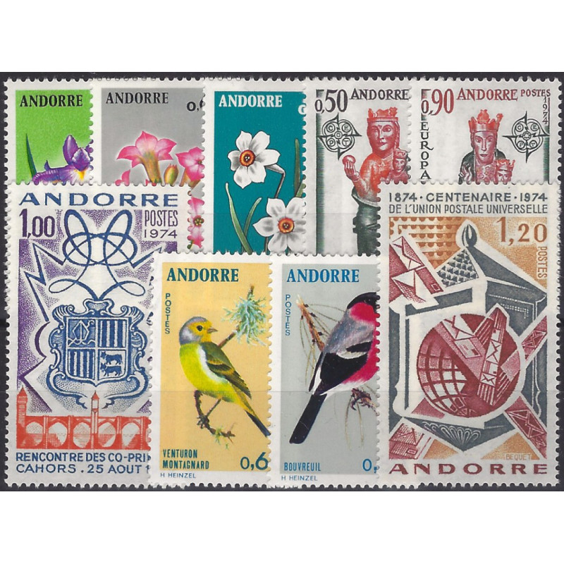 Andorre Français timbres d'année 1974 complète N°234-242 neuf**.