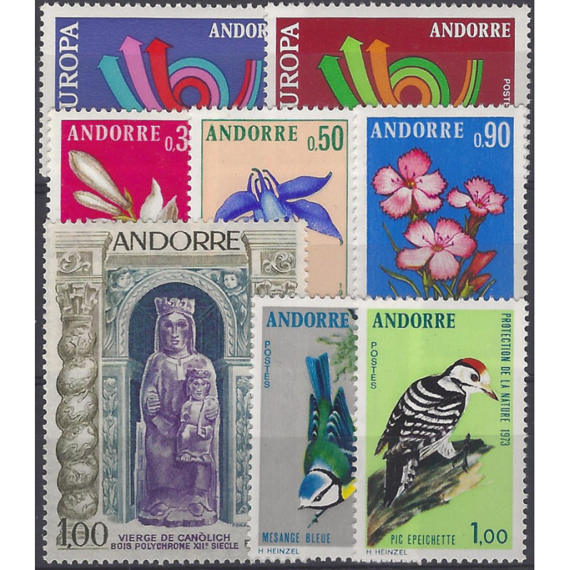 Andorre Français timbres d'année 1973 complète N°226-233 neuf**.