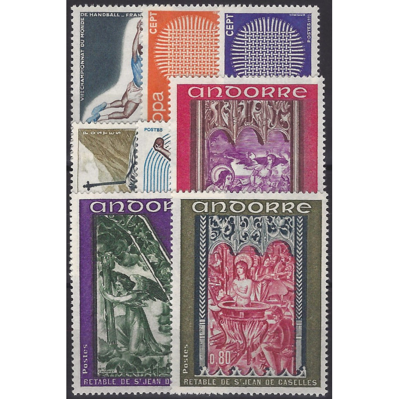 Andorre Français timbres d'année 1970 complète N°201-208 neuf**.