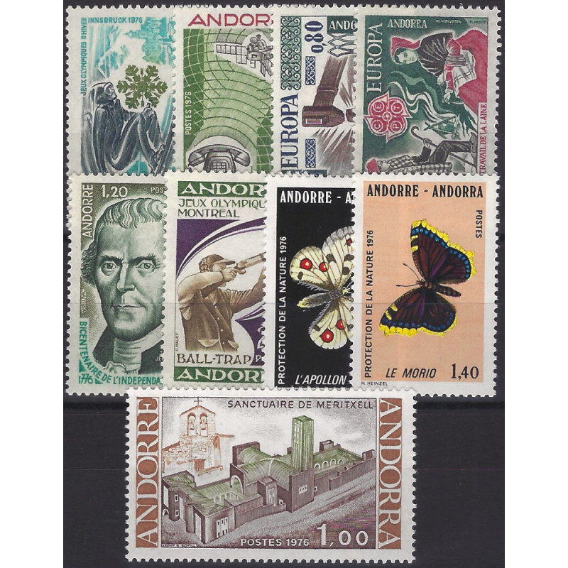 Andorre Français timbres d'année 1976 complète N°251-259 neuf**.