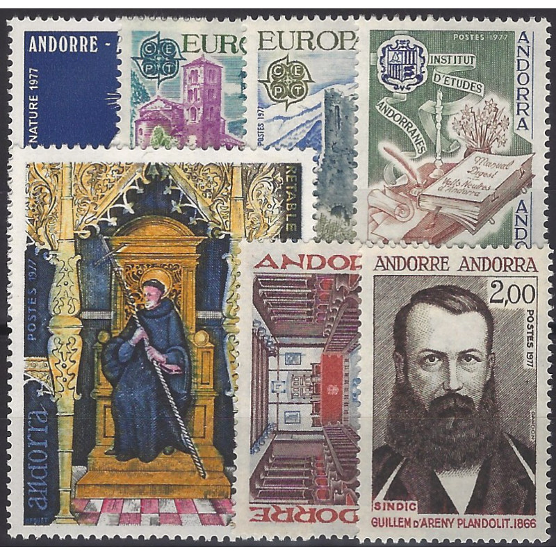 Andorre Français timbres d'année 1977 complète N°260-266 neuf**.