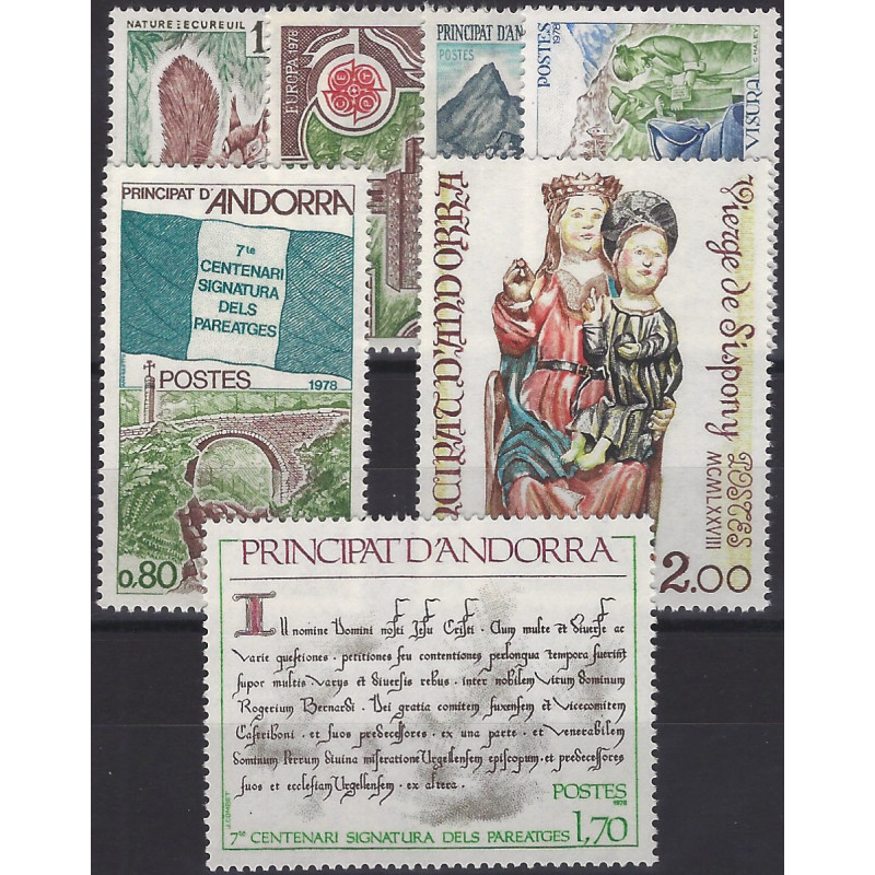 Andorre Français timbres d'année 1978 complète N°267-273 neuf**.