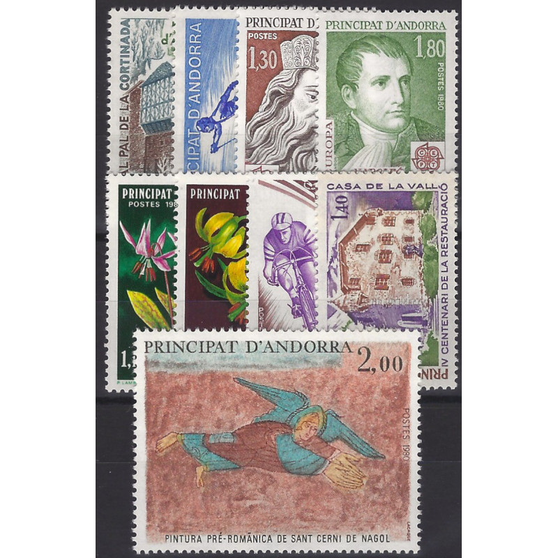 Andorre Français timbres d'année 1980 complète N°282-290 neuf**.