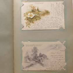 Collection cartes postales Souvenir de Noel 1898 en un album.