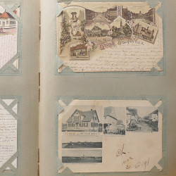 Collection cartes postales Souvenir de Noel 1898 en un album.