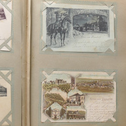 Collection cartes postales Souvenir de Noel 1898 en un album.