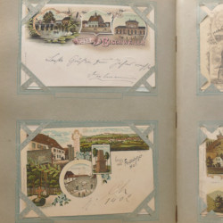 Collection cartes postales Souvenir de Noel 1898 en un album.