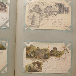 Collection cartes postales Souvenir de Noel 1898 en un album.