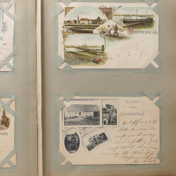 Collection cartes postales Souvenir de Noel 1898 en un album.