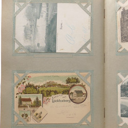 Collection cartes postales Souvenir de Noel 1898 en un album.