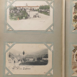 Collection cartes postales Souvenir de Noel 1898 en un album.