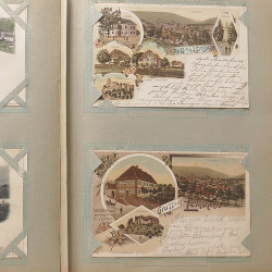 Collection cartes postales Souvenir de Noel 1898 en un album.